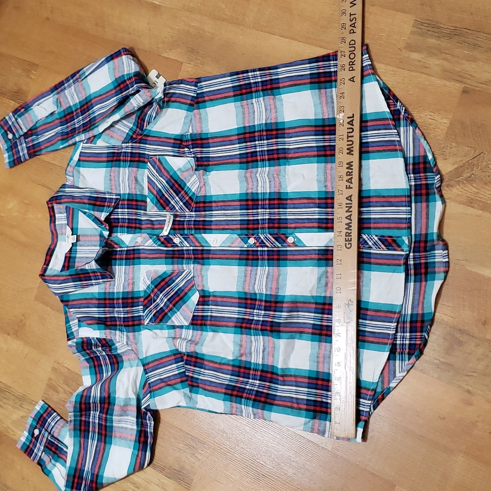 Terra & Sky - Winter White Plaid Flannel Shirt (Womens Plus 16W-18W) - Picture 11 of 12